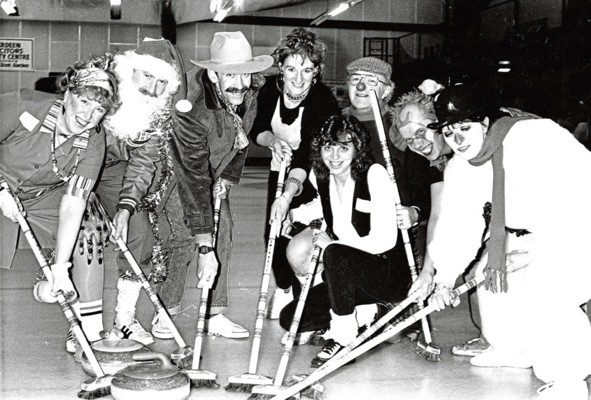 1988: Taking to the ice in fancy dress for some festive fun at Aberdeen Curling Rink were members of the AWW Curling Club (Another Whisky and Water), with teams The Pavlovas and The Roly Polys preparing to do battle