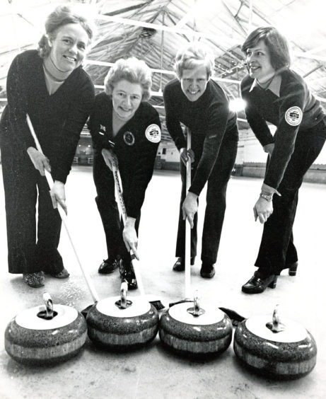 1980: Curlers, from left, May Gray, Lena Michie,  Eileen Anderson and Irene Duncan