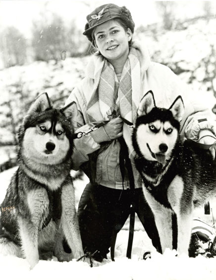 1986: Jackie Cooke is pictured with her dogs Natyanka, left, and Morkovitch
