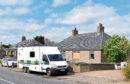 Police Scotland at the home of Brian McKandie, Fairview Cottages, Badenscoth, Aberdeenshire.