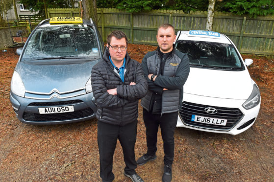 Duncan McKay, left, who works at Allways Taxis in Inverurie and Paul Anderson, managing director at Central Taxis, are not happy at the plans