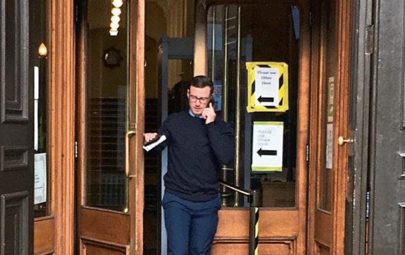 Daniel Higginson leaves Aberdeen Sheriff Court where he appeared for failing to notify police of his new address