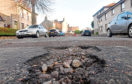 Potholes in Cragie Park, Aberdeen in 2020.