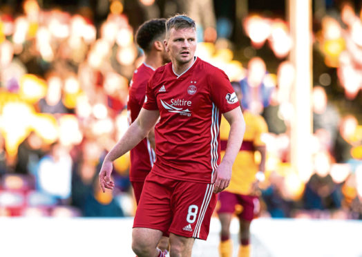 Stephen Gleeson making his only Aberdeen appearance this season against Motherwell