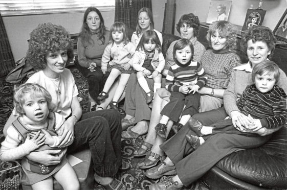 A meeting of Altens Women’s Action Group in the home of Rosetta Gray, left, who was vice-chairwoman of the Altens Tenants’ Association