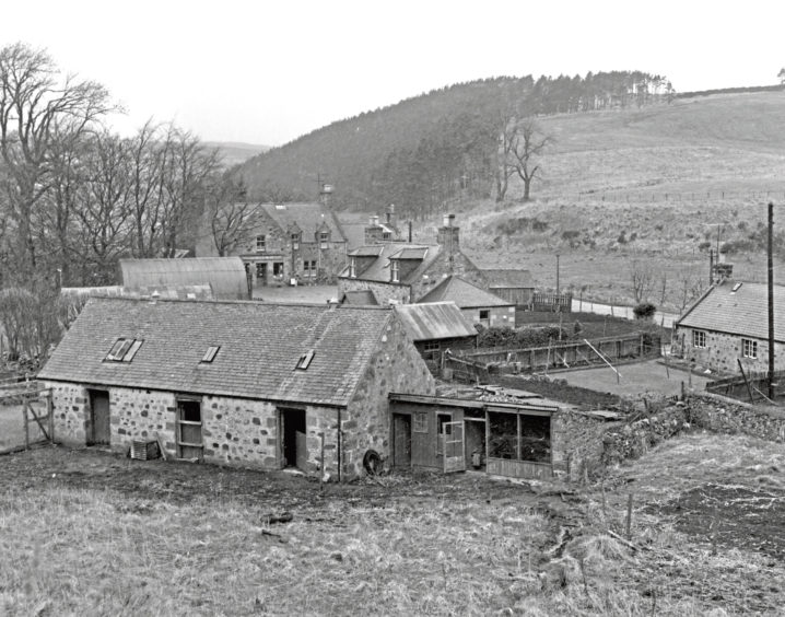 1965: The hamlet of Haugh of Glass which Principal Geddes described as "dotted down, like nuts tumbled out of a bag." It is in the parish of Mortlach in Banffshire.