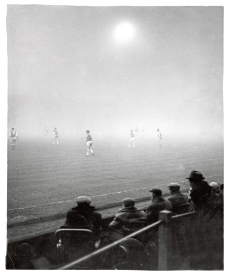 1964: Aberdeen v Hibernian
Saturday's pea-souper meant quite a drop in the attendance at Pittodrie.
The Dons secretary, Mr Bill Jaffray, said yesterday: "For about two hours before the match the phone hardly stopped ringing - and all the callers wanted to know if the match was on.
"Most of them were from people in the country areas and there is no doubt that the fog stopped a lot of people travelling to the game. One motorist told me that it took him an hour to travel to Aberdeen from Kintore.