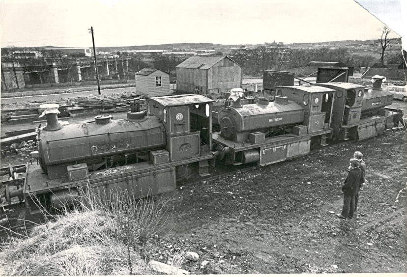 1973: The little blue engines left to corrode at Ferryhill yard. Left to right are: Number Three, Mr Therm and the vintage Bon Accord.