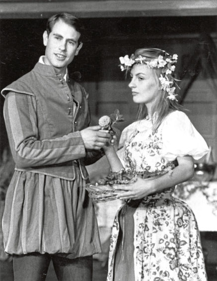 1987: Prince Edward and Hannah Welfare who plays Perdita in The Winter's Tale pictured during rehearsal at Haddo House.