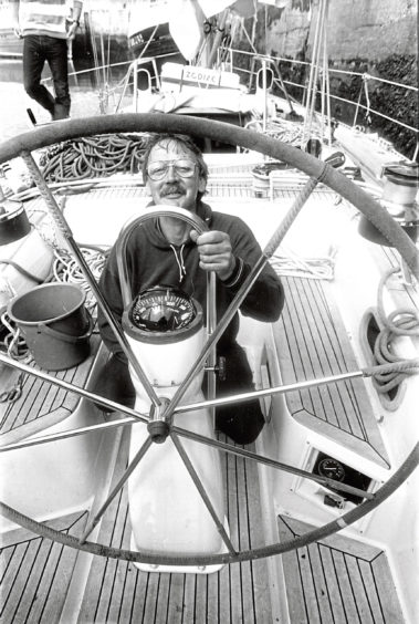 1988: Bob Tait, from Aberdeen, on board his yacht Blue Note, which he took delivery of only on Tuesday.