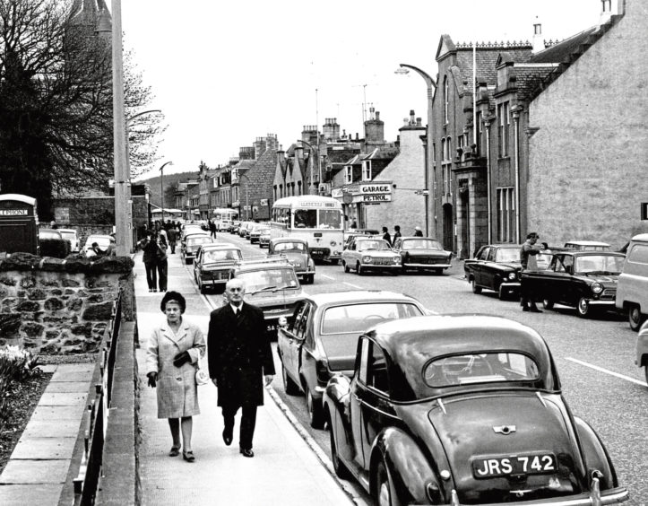 1972: Banchory High Street as it was in 1972, with numerous classic cars lining the streets.