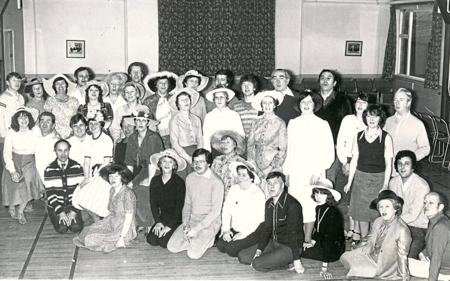 1981: Women members of the Lyric Music Society show off their Easter bonnets in preparation for their performance of Showtime, at the Arts Centre on May 11. All the hats were made by Miss Margaret Robertson (front, fifth right), a millner. The group are hearsing in Holburn West Church Hall, Aberdeen.