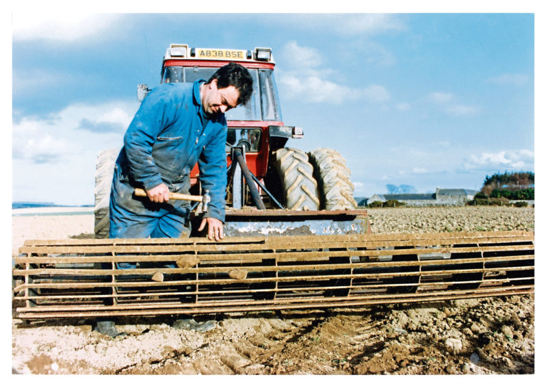 1993 - Gordon Shand from Craigenseat Farm, near Huntly, preparing the ground for sowing spring barley