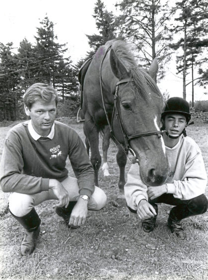 1990: Top dressage rider Mr Francisci Cancella de Abreu (left), who is holding a course at Hayfield Riding School, Aberdeen, is seen here with pupil David Lawson, Easter Ashentilly, Maryculter, and David's horse, Bear Necessity.