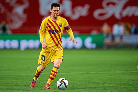 Lionel Messi of Barcelona in action