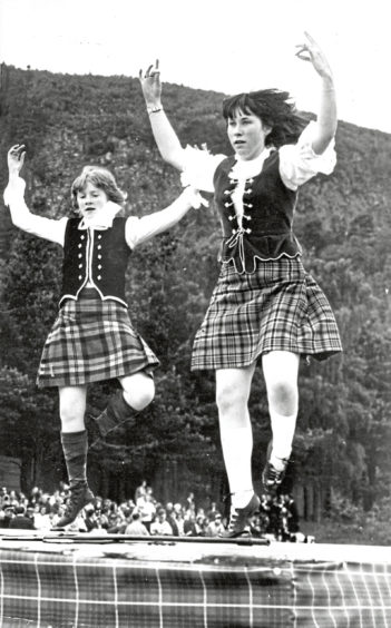 1972 - Elizabeth Davidson, right, dancing with Anneliese Stellmach, at Ballater Games