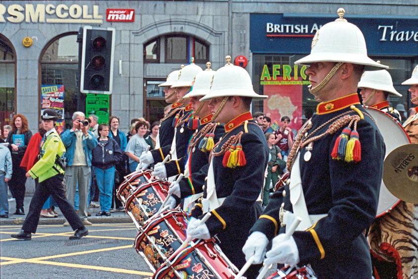 1997 - A parade down Union Street and Shiprow heralds the  arrival of the Tall Ships in the city