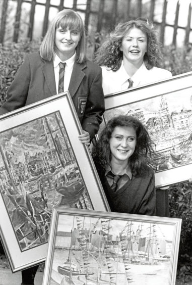1991 - Winners of Grampian Schools Art Competition, from  left, Dawn Coutts, Melanie Wills and Andrea Paterson