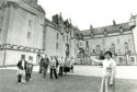 1986 - Guide Aileen Forbes points out some of Fyvie Castle’s features to visitors