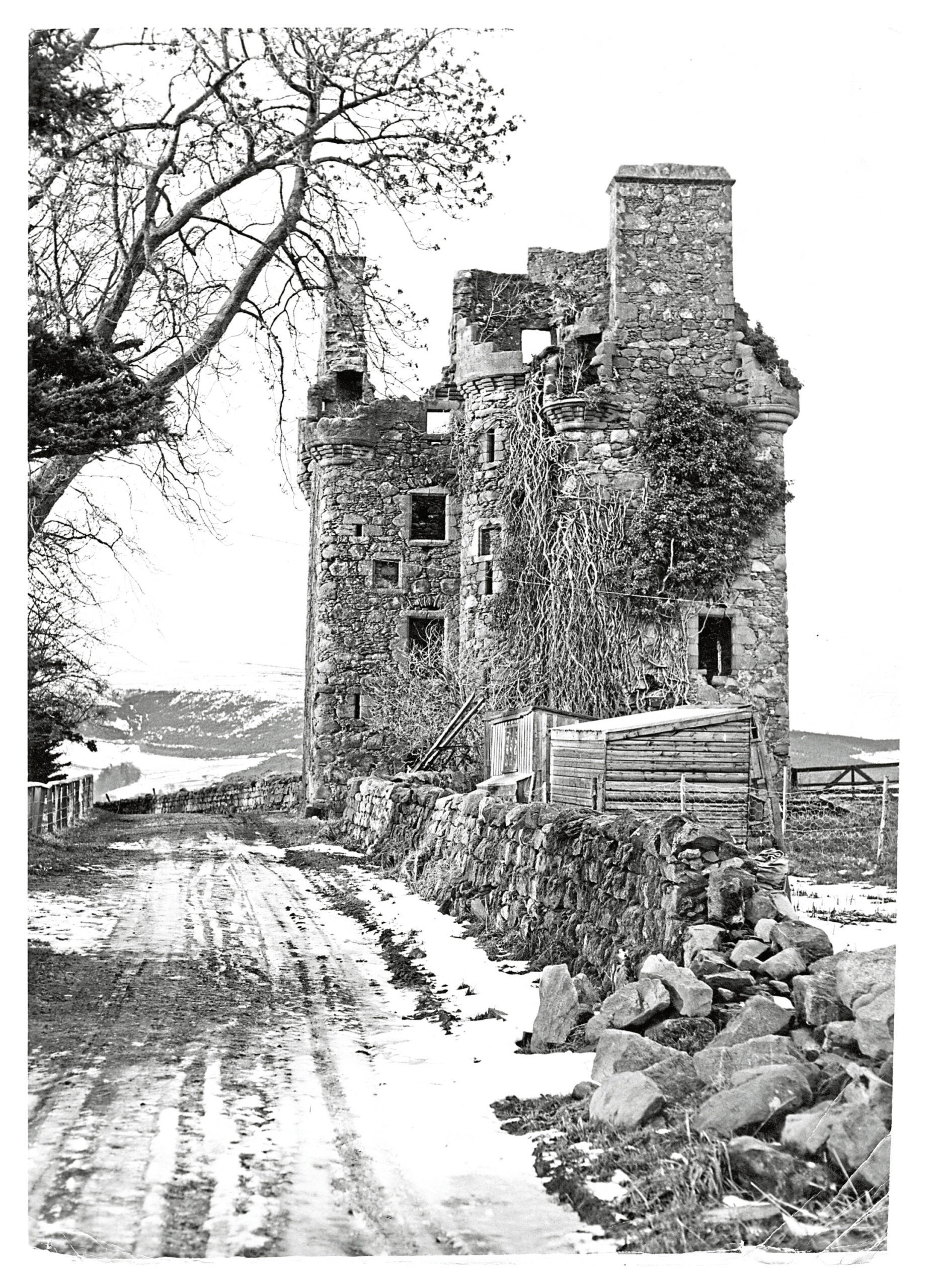 Tillycairn Castle as a ruin in the 60s