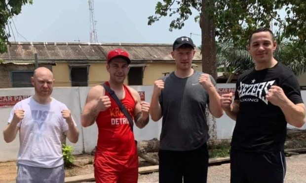 Lee McAllister is set to fight in Ghana. Left to right - Kenny Allan, Lee McAllister, Craig Dick and Danny McIntosh.