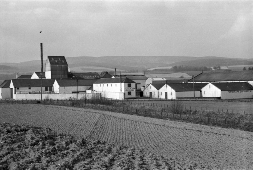 1974: An exterior view is captured of the Fettercairn Distillery