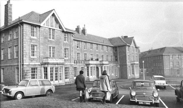 1970: Hilton's handsome granite student halls of residence with their bright red roofs look out over the busy campus of the new College of Education.