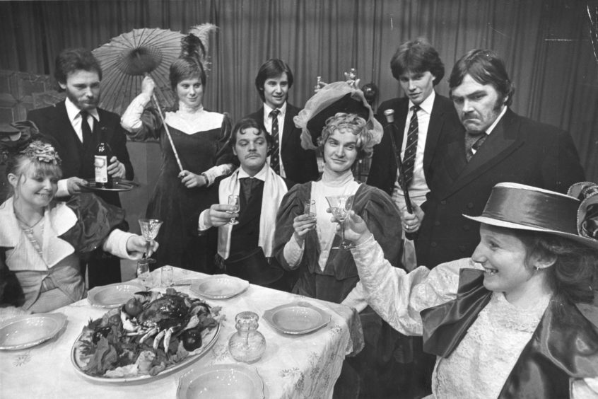 1979: Aberdeen College of Education Drama Students rehearse Charley's Aunt which they are presenting at the College of Education