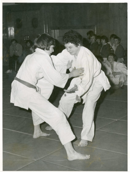 1978: A study in concentration as John Sim (right) of Powis, and Peter Howie (Torry) do battle at the Aberdeen Academies' judo team championships in Powis Academy.