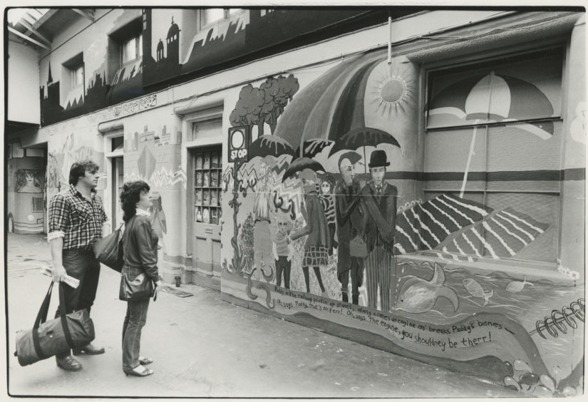1985: Visitors to Aberdeen will now be greeted by a picture of the world through the eyes of the city’s young. Over the past three weeks, 50 Aberdeen youngsters have created an 80ft long mural on either side of an entrance passage at Aberdeen Railway Station.  Organised by International Youth Year in the city its main themes are peace, participation and development.