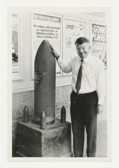 1986: British Rail area manager John Gough shows the shell in its present condition.