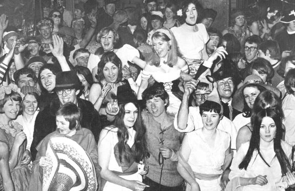 Part of the large crowd who had a great time at the 1969 Arts Ball held at the Beach Ballroom, Aberdeen