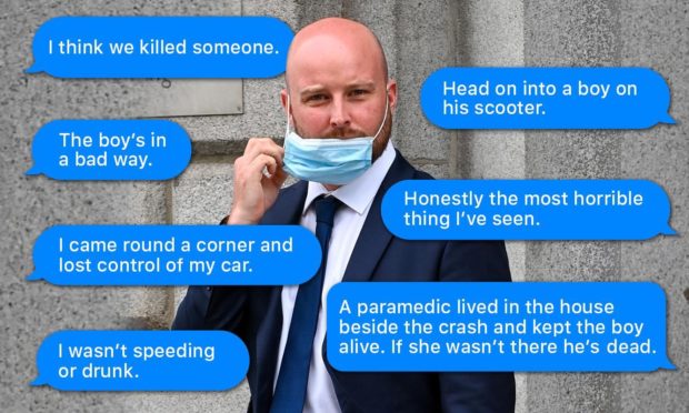 Brendan Gall and some of the messages he sent following the crash.