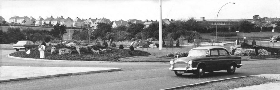 1968: The new elegant large roundabout at Bridge of Dee, Aberdeen.