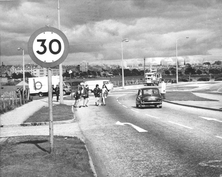 1970: The danger point on the Stonehaven road where children cross the road to go to school.