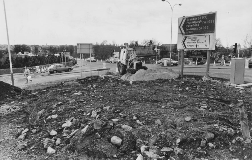 1989: Just a hole in the ground at the moment - but soon to be the new Bridge of Dee roundabout.