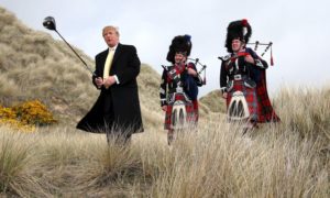 Donald Trump on a previous visit to the Menie Estate in 2010. Image: PA.