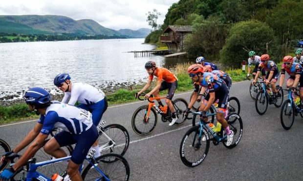 Riders pass Ullswater during stage six of the AJ Bell Tour of Britain from Carlisle to Gateshead. Picture date: Friday September 10, 2021. PA Photo.