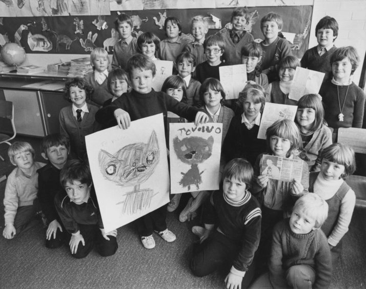 1982: The story of Volvo the stowaway kitten has fired the imagination of Miss Jean Corrigall and her pupils at Gordon Primary School, Huntly.