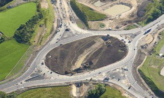 Aerial view of the of the Craibstone junction nearing completion as part of the AWPR.