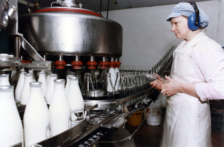 1992: Process worker Sheila Diack keeps a watchful eye on the daily pinta production.