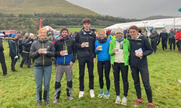 Left to right: Ella Foreman, James Espie, Luke Graham, Kirsty Campbell, Eilidh Campbell, Joe Wright who competed at the Meall a'Bhuachaille race at Glenmore