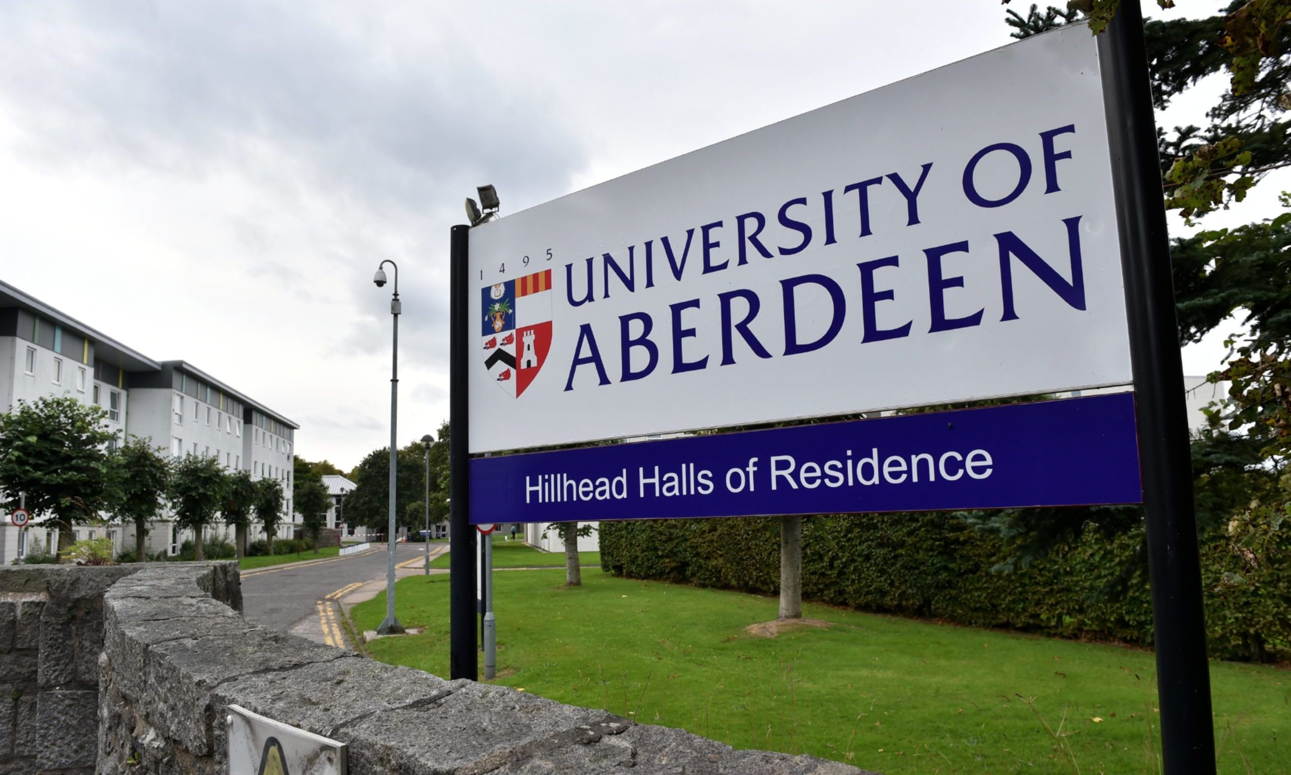 Signage for University of Aberdeen's Hillhead Halls of Residence.