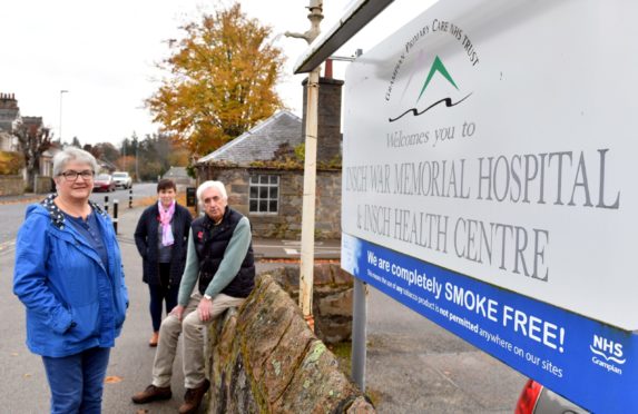 Friends of Insch Hospital and Community, group members Jane Reid (left), Kerry Smith and Alasdair McCallum (right) at the hospital.