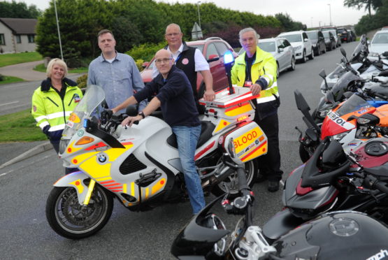 health service:  Bikers in Grampian could transport blood and samples.