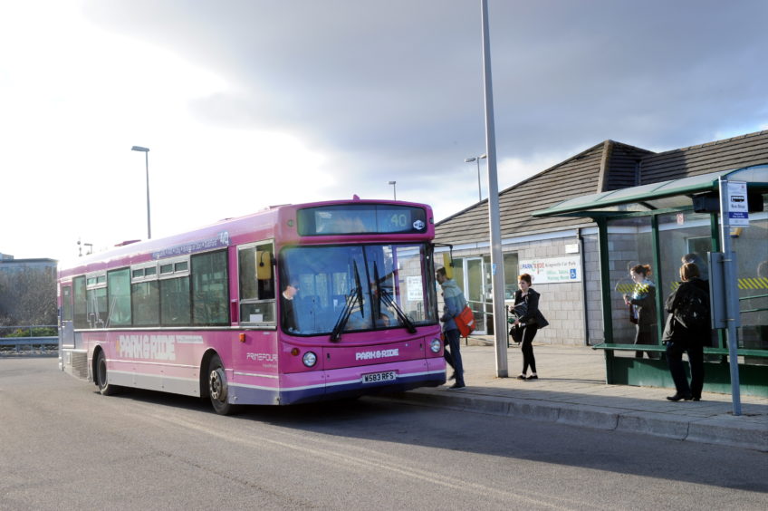 Bus at Kingswells Park and Ride.