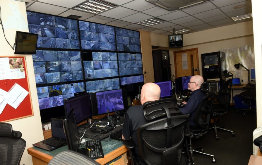 The CCTV room at the former Queen Street police station has moved across the road to Marischal College. Image: Heather Fowlie/DC Thomson