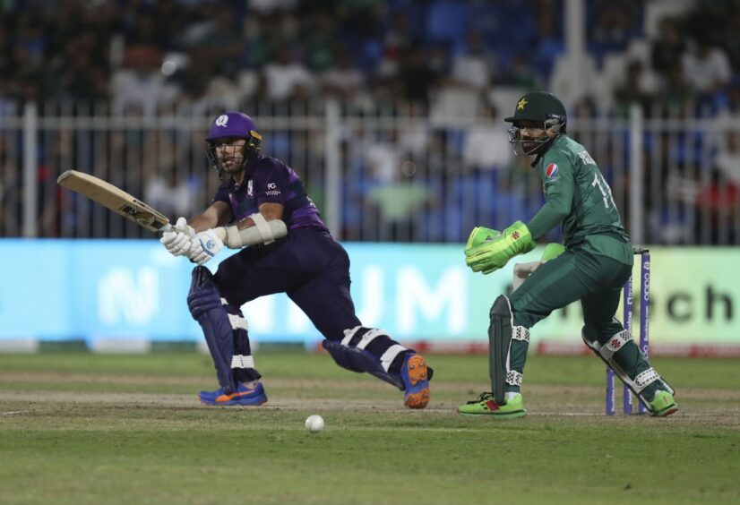 Scotland captain Kyle Coetzer, left, in action against Pakistan during the T20 World Cup