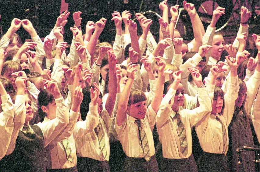 1997: Hands up if you’re having fun – youngsters performing at the 1997 event
