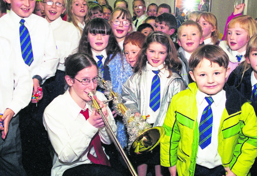 1999: Youngsters listening to a trombone player going through her paces at Aberdeen Music Hall